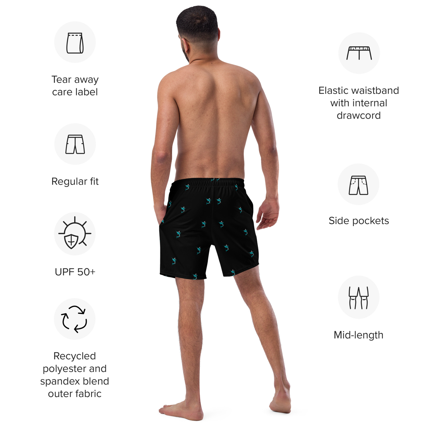 Reel Florida Fish swim trunks (Black)